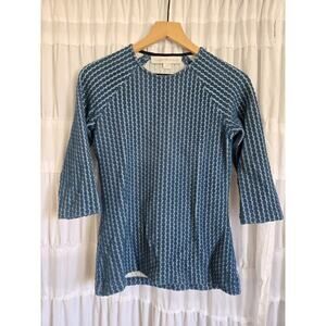 Lesley Evers Womens XS Blue Geometric Stripe Retro Boho Casual Top